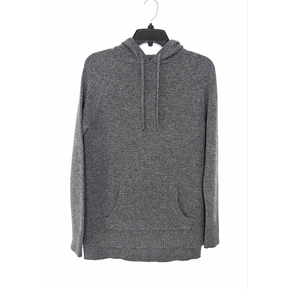 Athleta Cashmere Hoodie Sweater XXS Charcoal Gray Front Pocket Cozy Athleisure